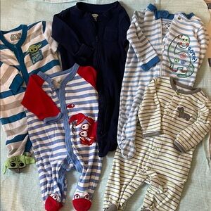 Striped and Solid Infant Pajama Set 0-3m